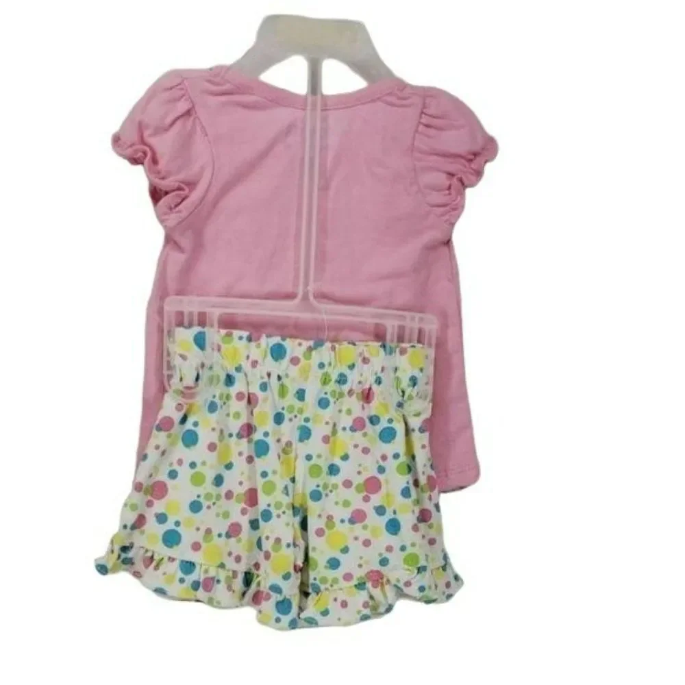 Quacker Jack Infant Girls Mermaid Summer Pink White 2 Piece Short‎ Set 12 Months